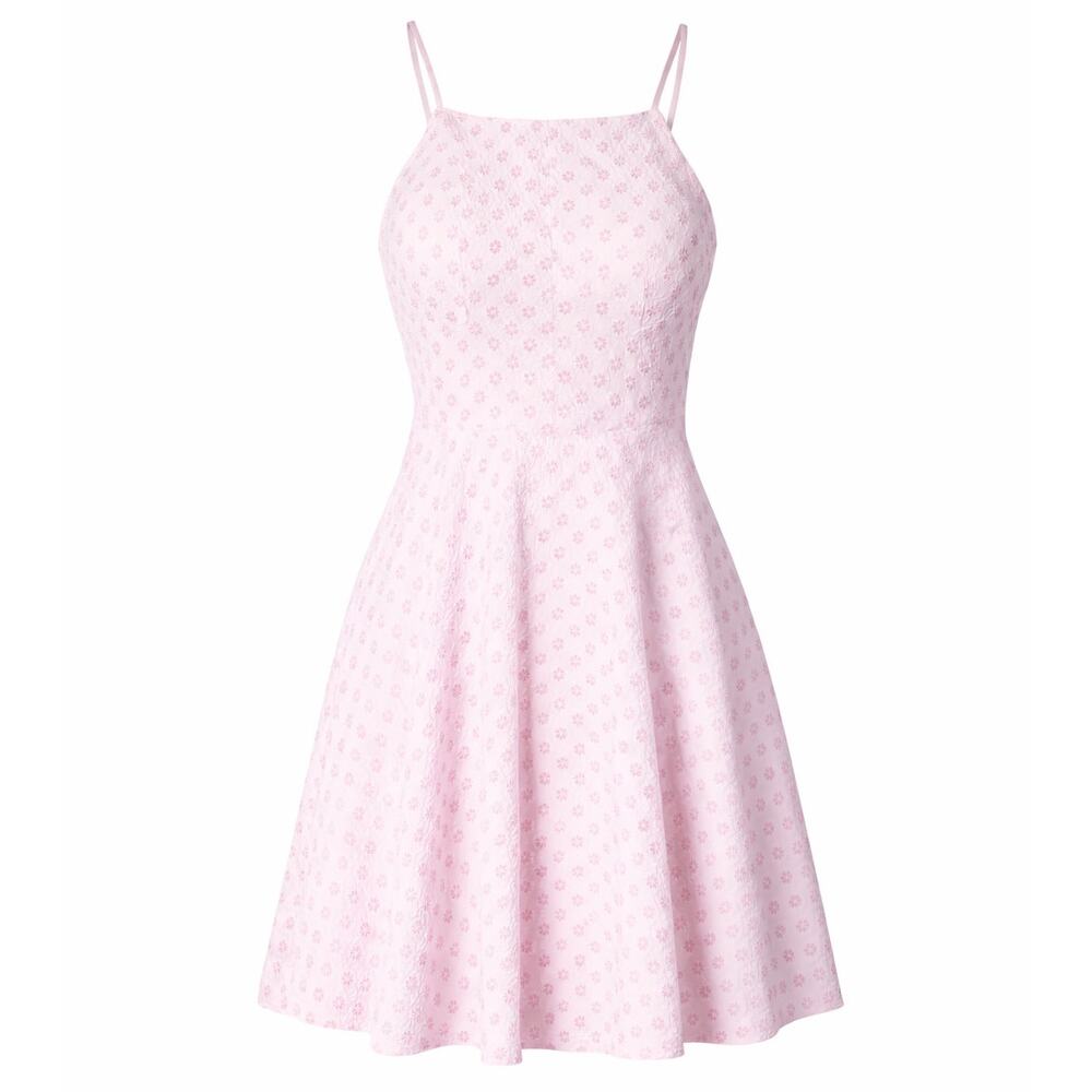 Trixxi Pink Embroidered Eyelet Skater Dress Sz XL Cutout Sundress NWT